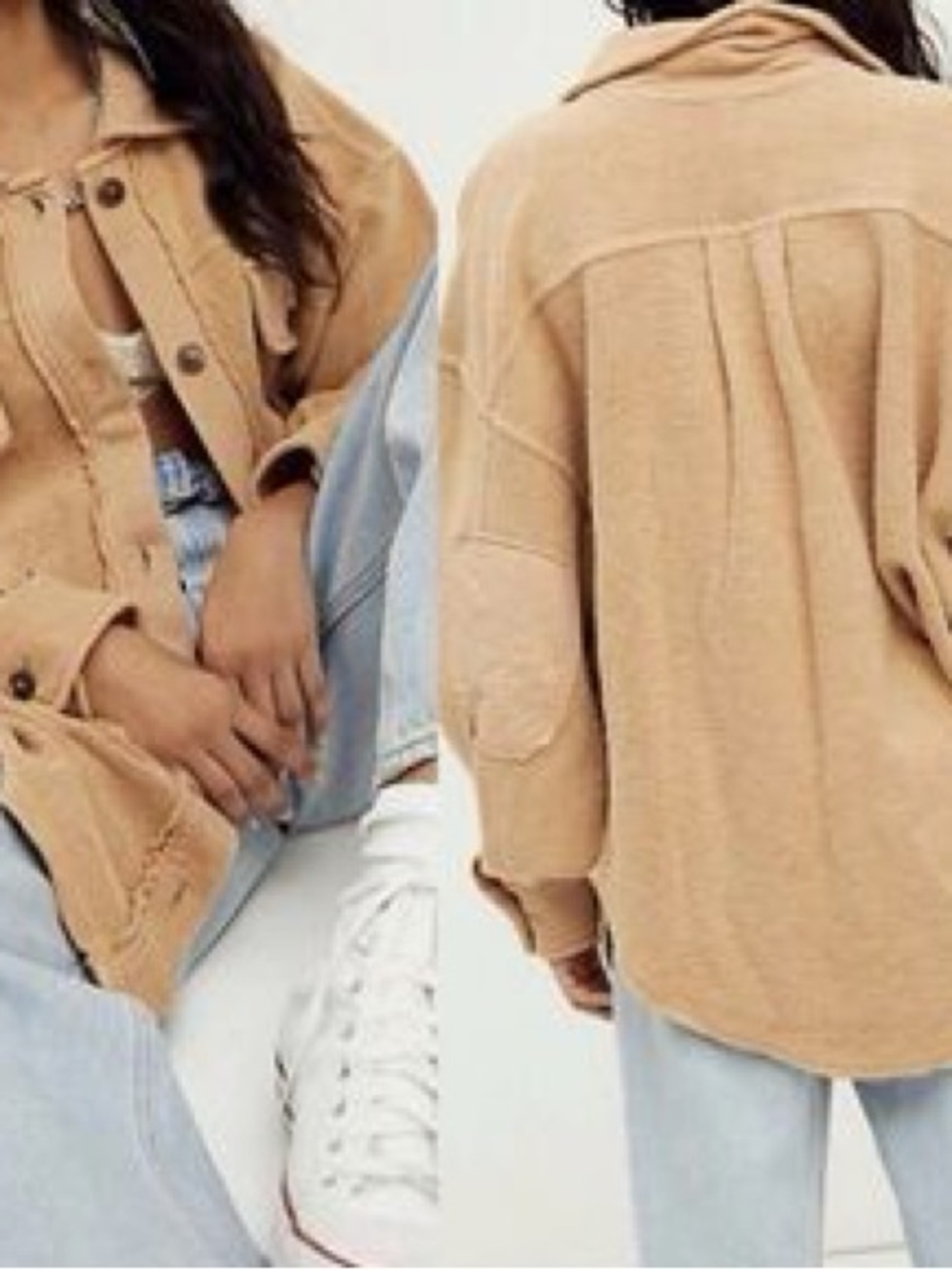 Free People Camel Tan Ruby Shacket Shirt Jacket S - Picture 7 of 16